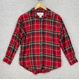 Chandler Hill Blouse Womens Small Red Plaid Long Sleeve Button Up Collar Pocket